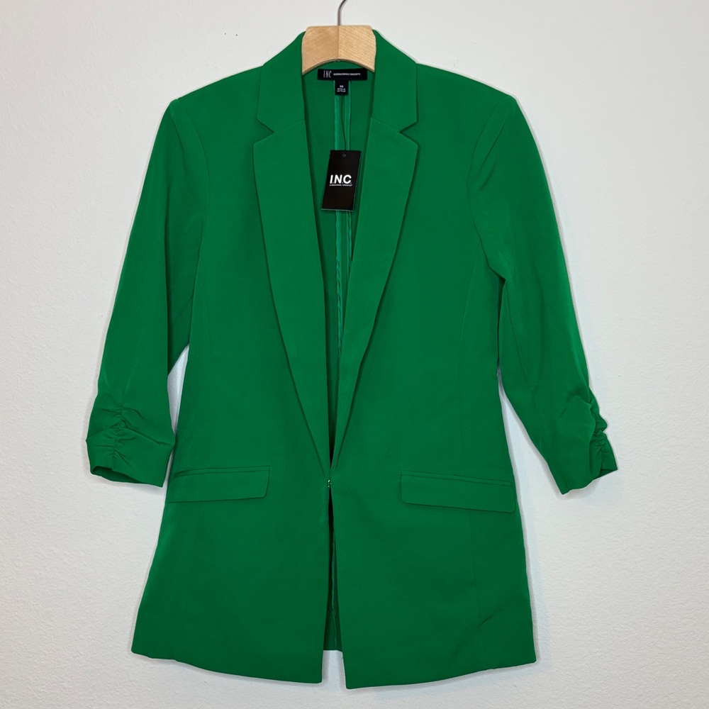 INC Bright Pine 3/4 Sleeve Blazer Jacket
